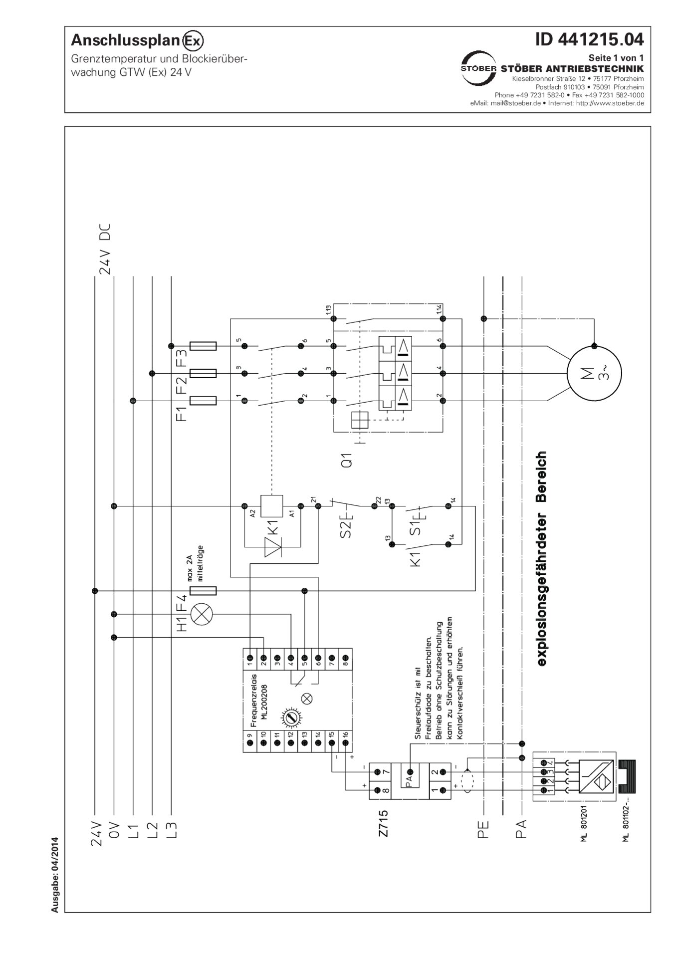 Anschlussplan R17-R86 Grenztemperatur und Blockierüberwachung GTW (Ex) 24 V