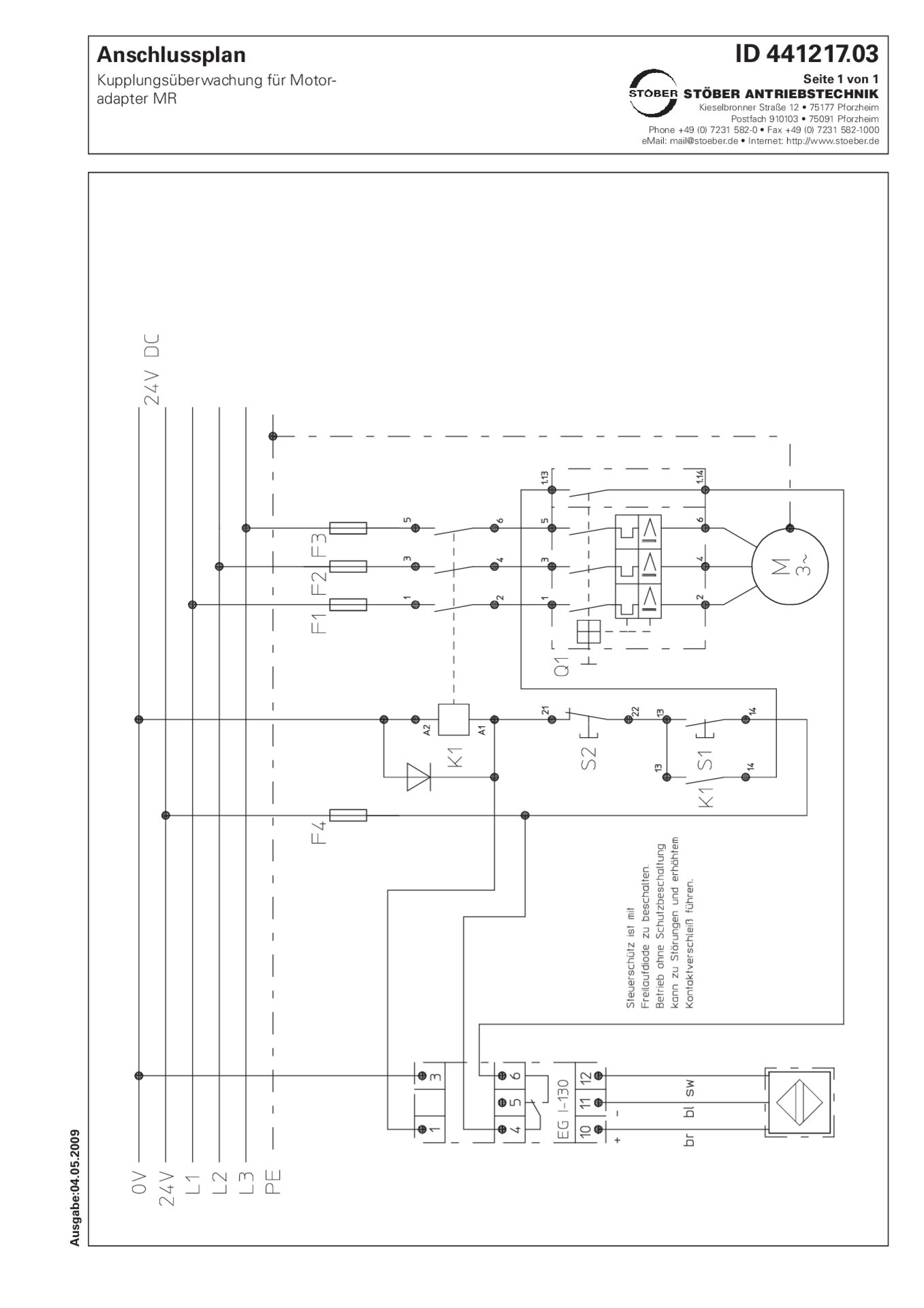 Plan de connexion Contrôleur d´accouplement pour lanterne MR 24 V