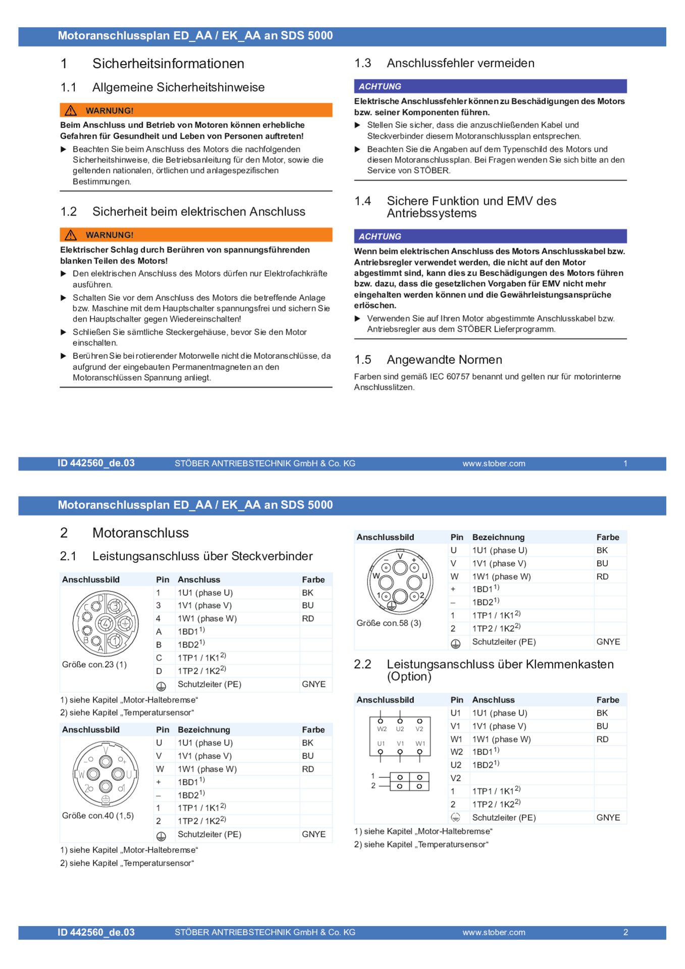 Anschlussplan ED_AA / EK_AA an SDS 5000