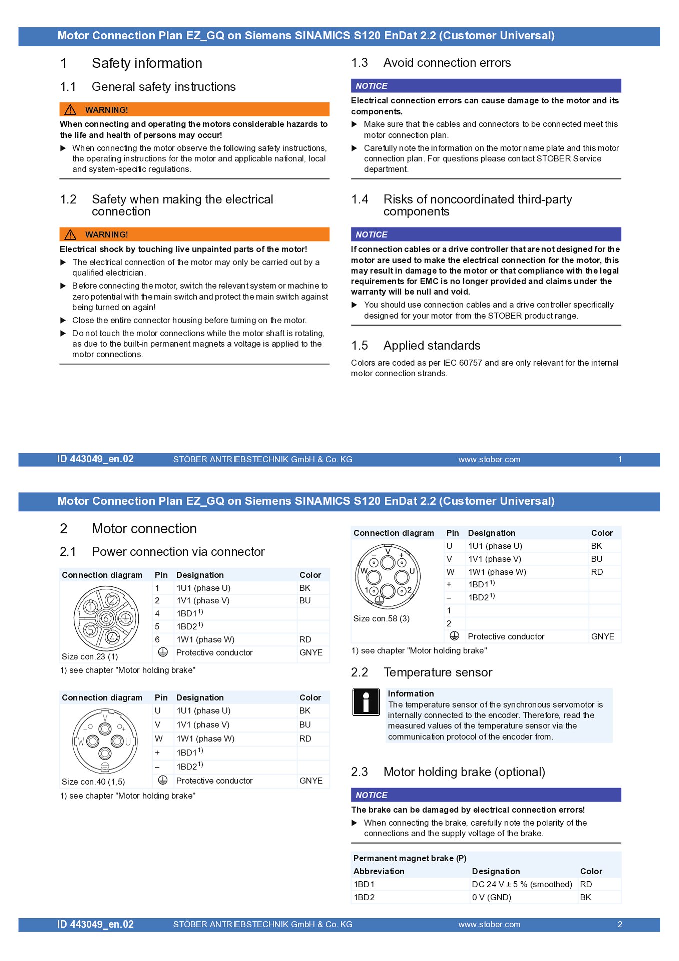 Connection Plan EZ_GQ on Sinamics S120 EnDat 2.2 (Customer Universal)