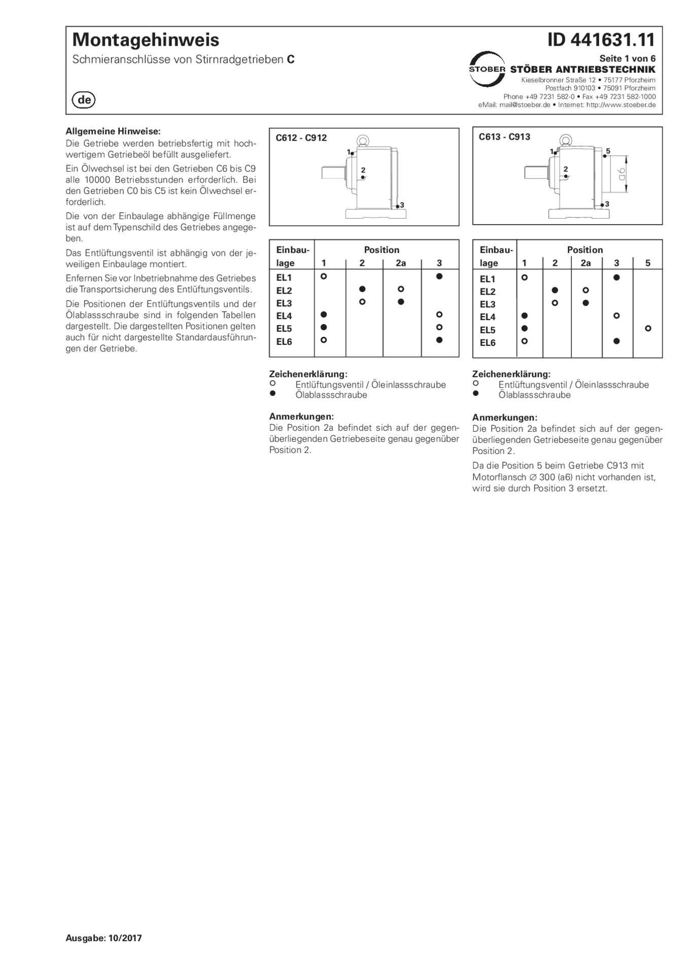 Montageanleitung Schmieranschlüsse für Getriebe C K SAssembly instructions Lubrication connections of gear units C K S