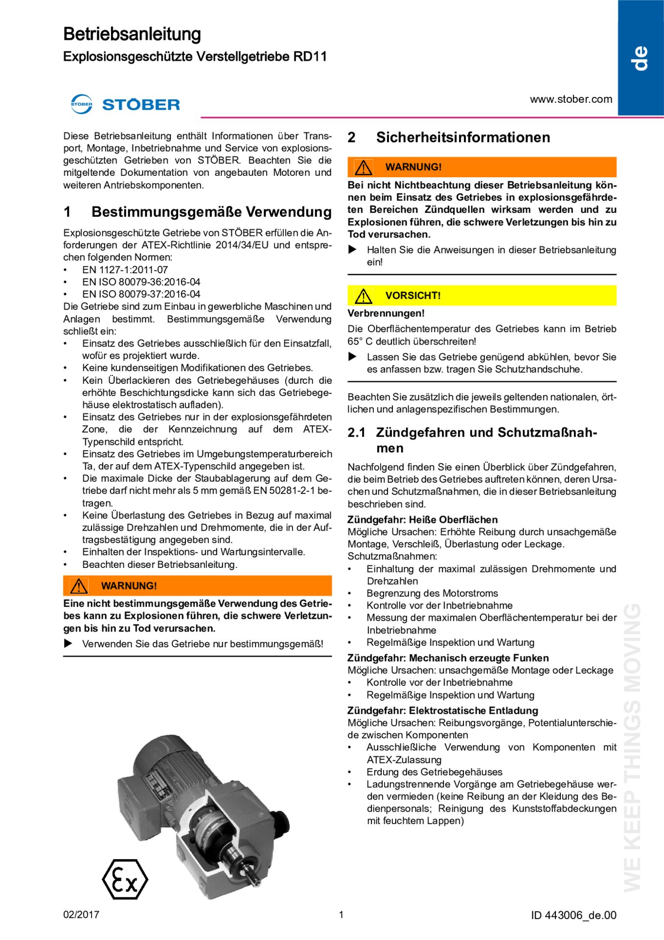 Istruzioni per l''uso Variatori antideflagrante (ATEX) RD11