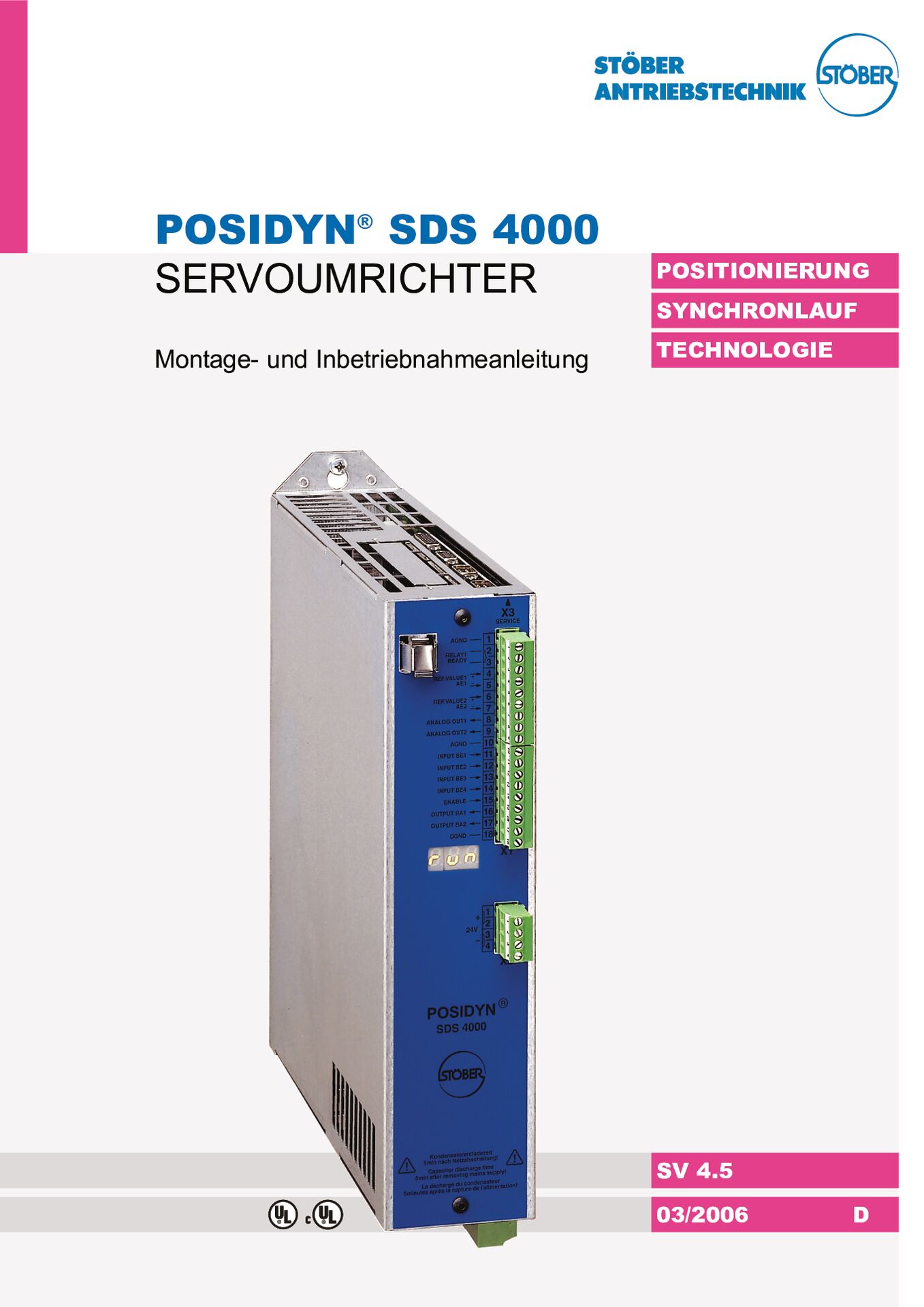 Montage- und Inbetriebnahmeanleitung Servoumrichter POSIDYN SDS 4000 SV 4.5