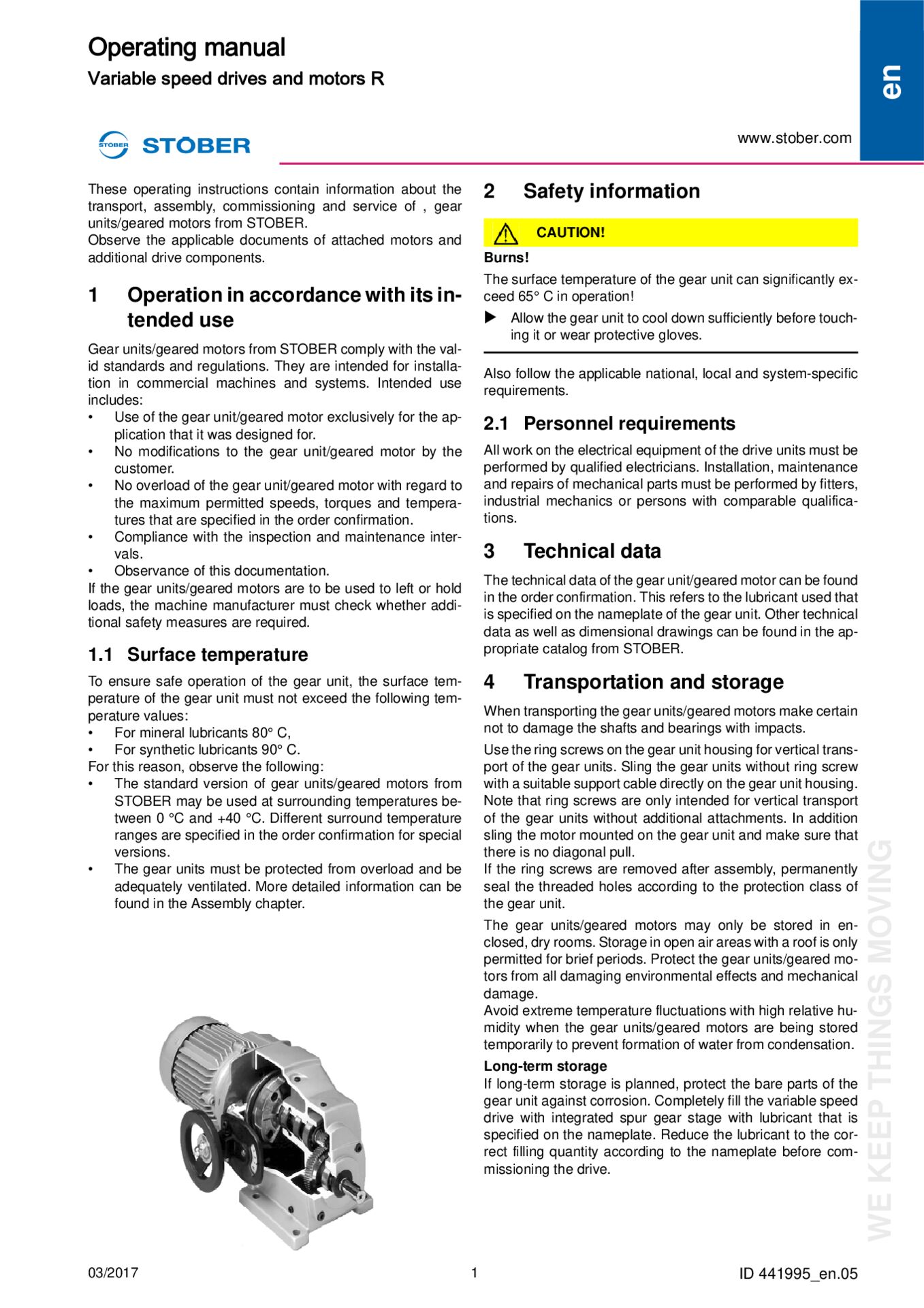 Operating instructions Variable Speed Gear Units and Variable Speed Drives R