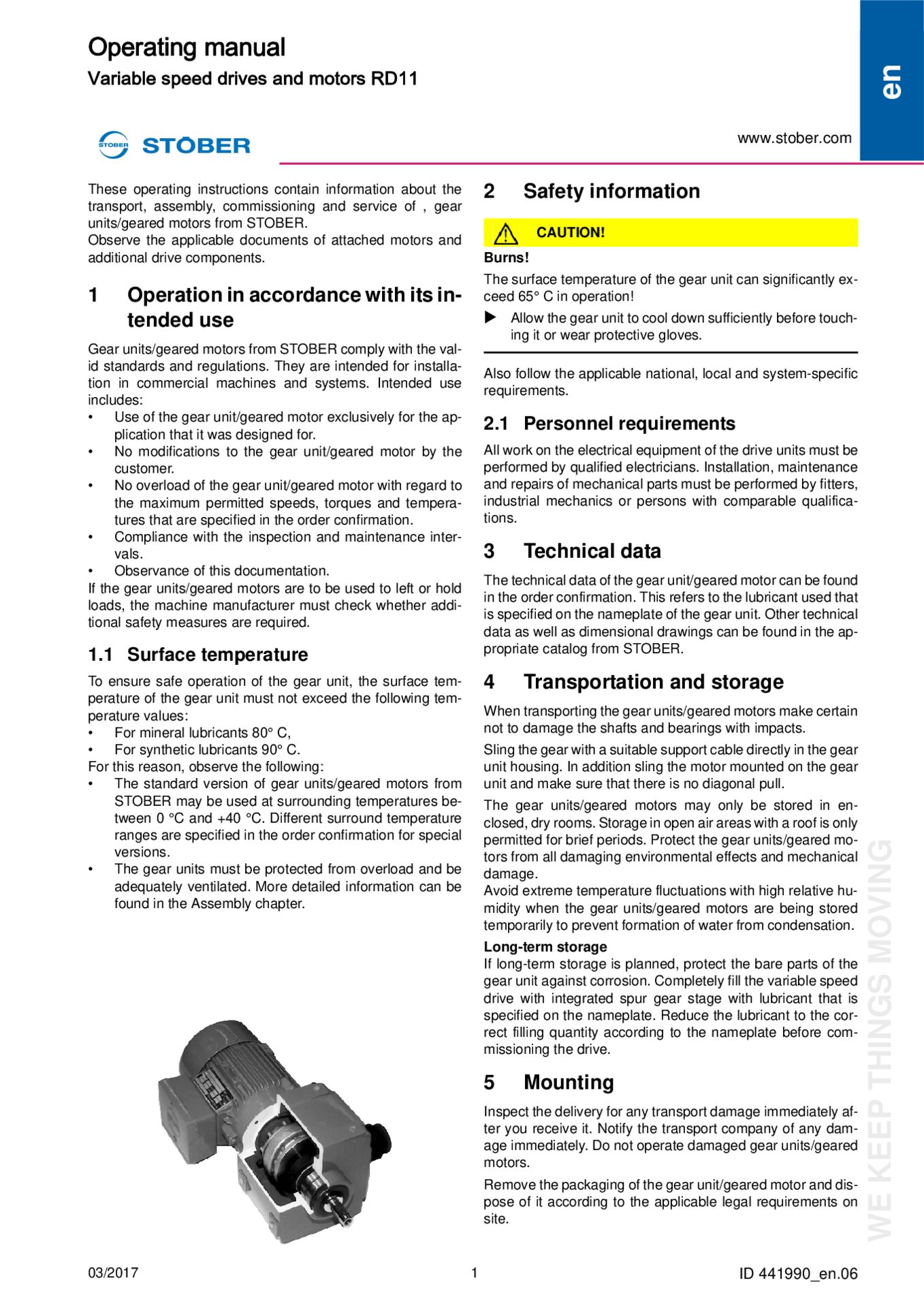 Operating instructions Variable speed drives and motors RD11