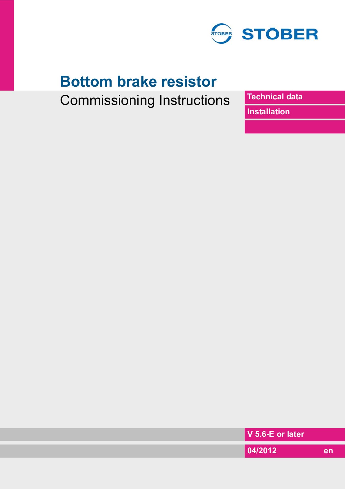 Commissioning instructions RB 5000 Rear section braking resistor