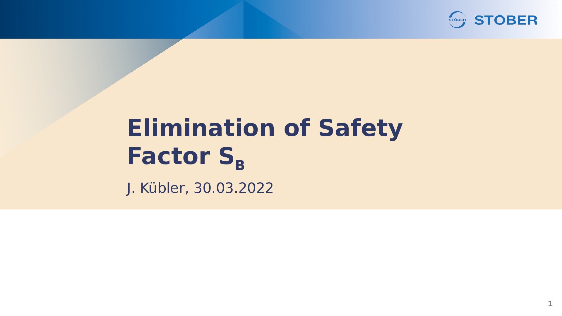 PP Technical Meeting 2022 Elimination of Safety Factor SB