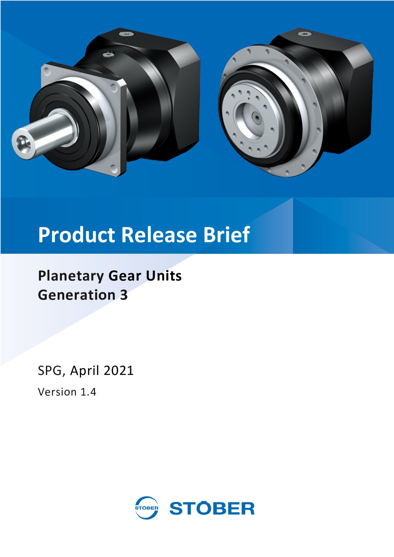 Product Release Brief Planetary Gear Units G3