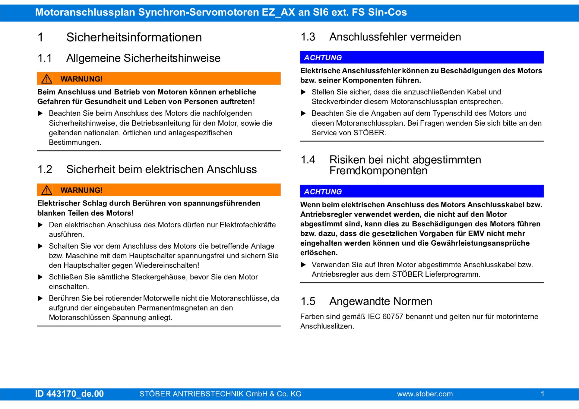 Anschlussplan EZ_AX an SI6 ext. FS Sin-Cos