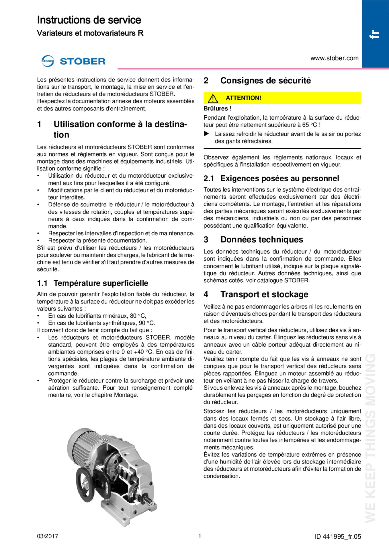 Instructions de service Réducteurs et motoréducteurs R