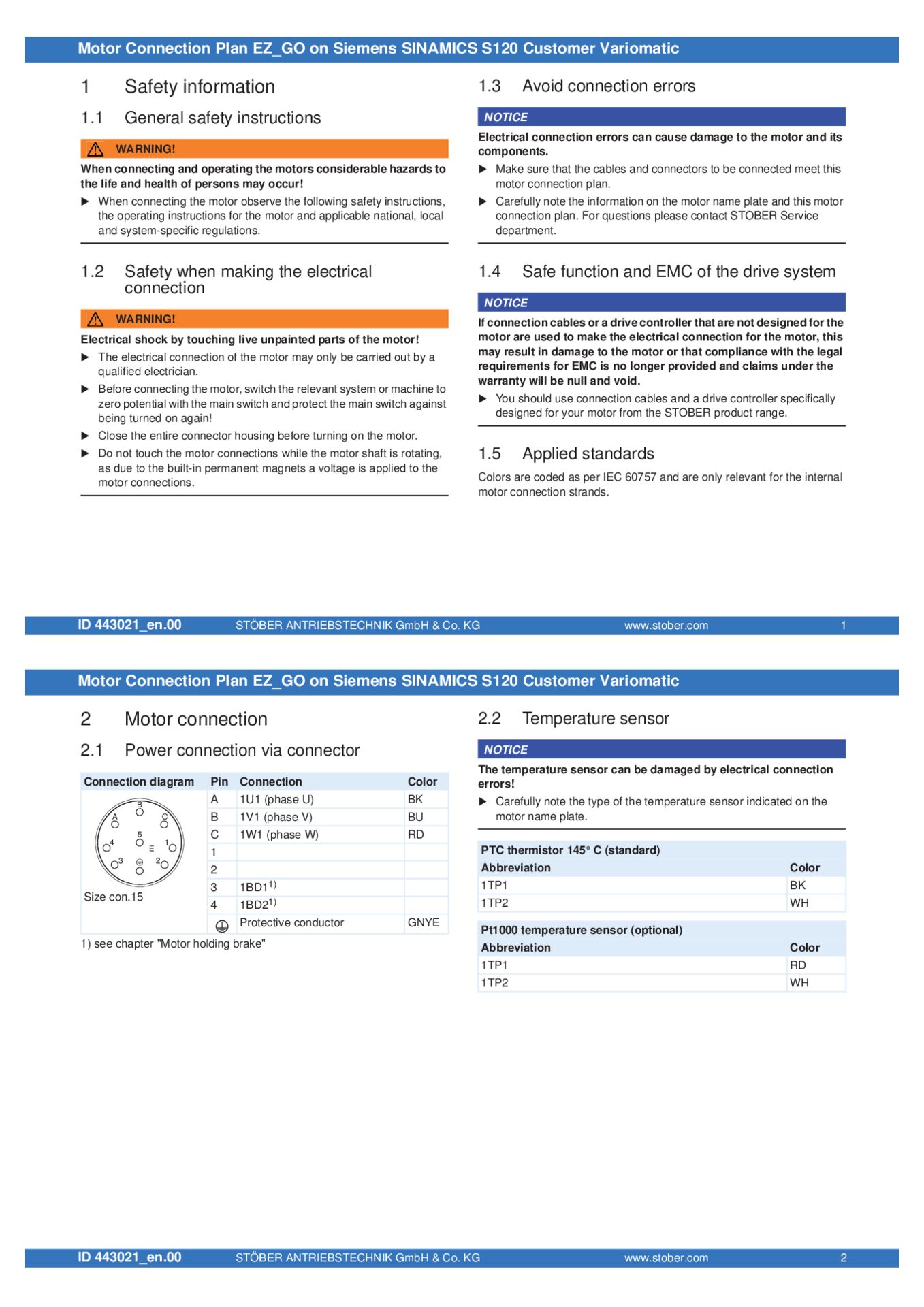 Connection plan EZ_GO on Siemens SINAMICS S120
