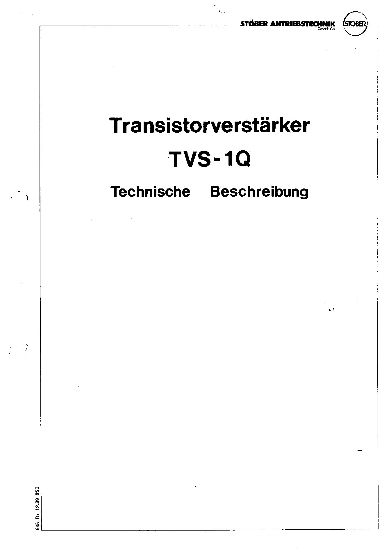 Dokumentation Transistorverstärker TVS-1Q