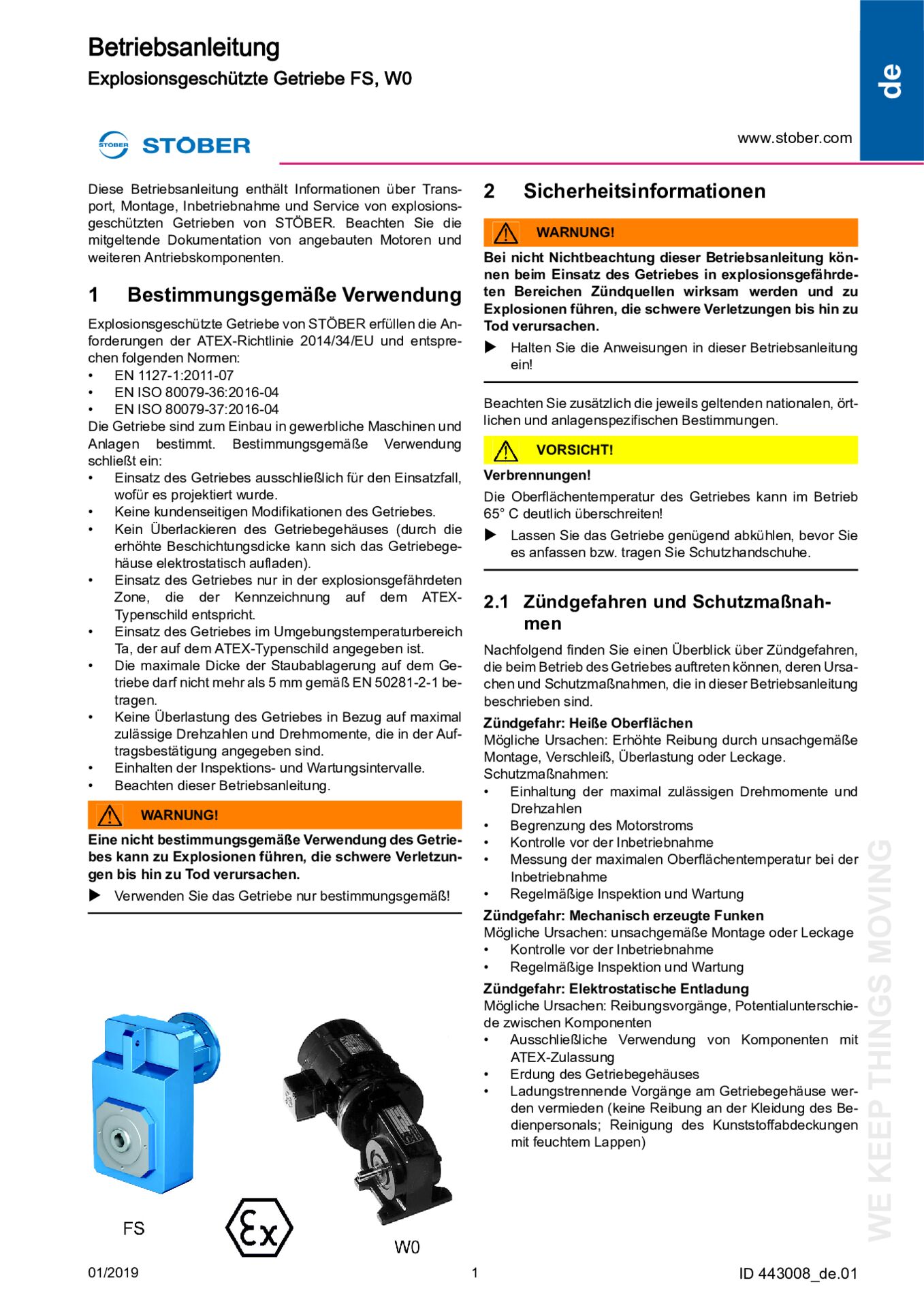 Istruzioni per l''uso Riduttori antideflagrante (ATEX) FS/W0