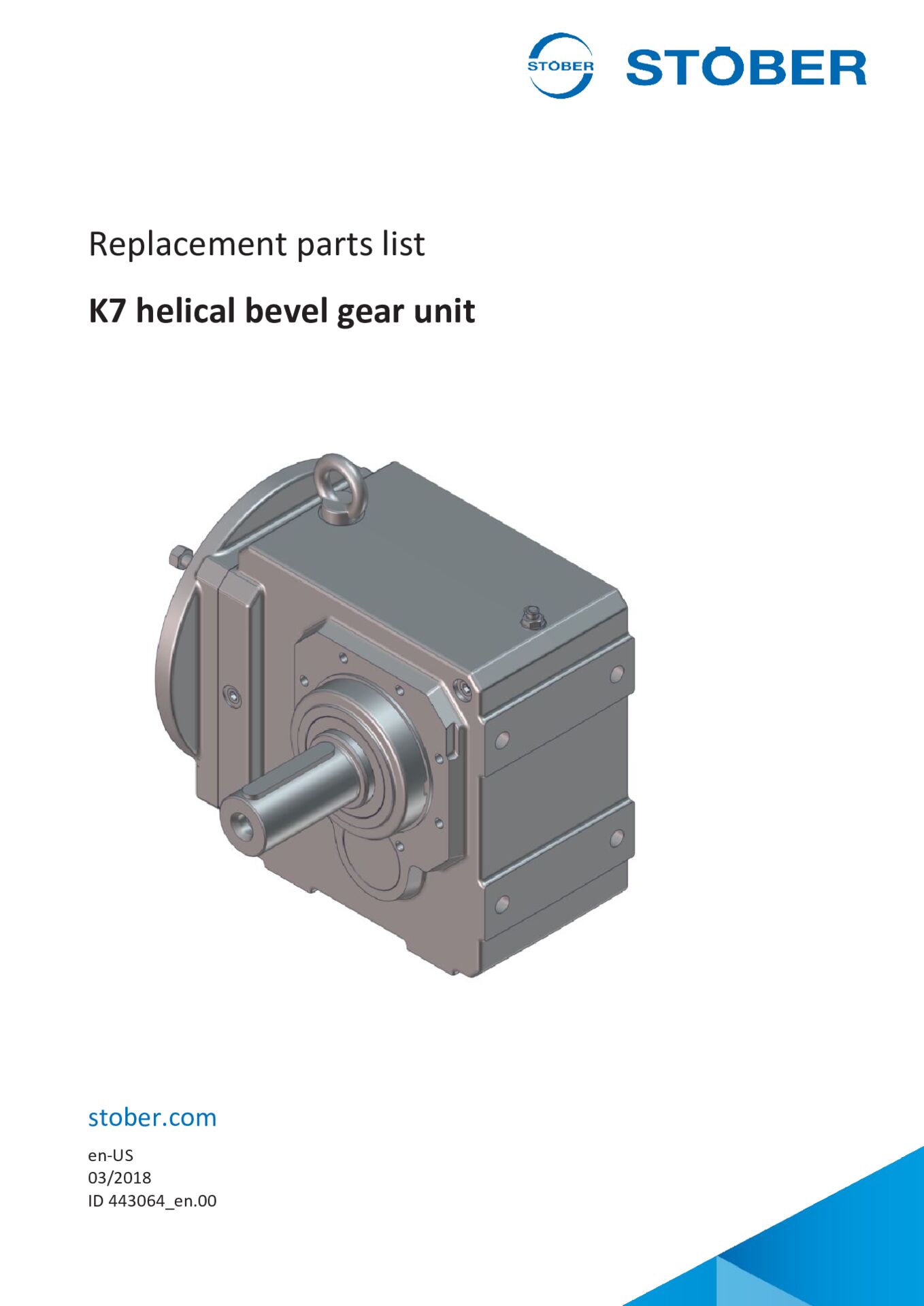 Replacement parts list K7 helical bevel gear unit