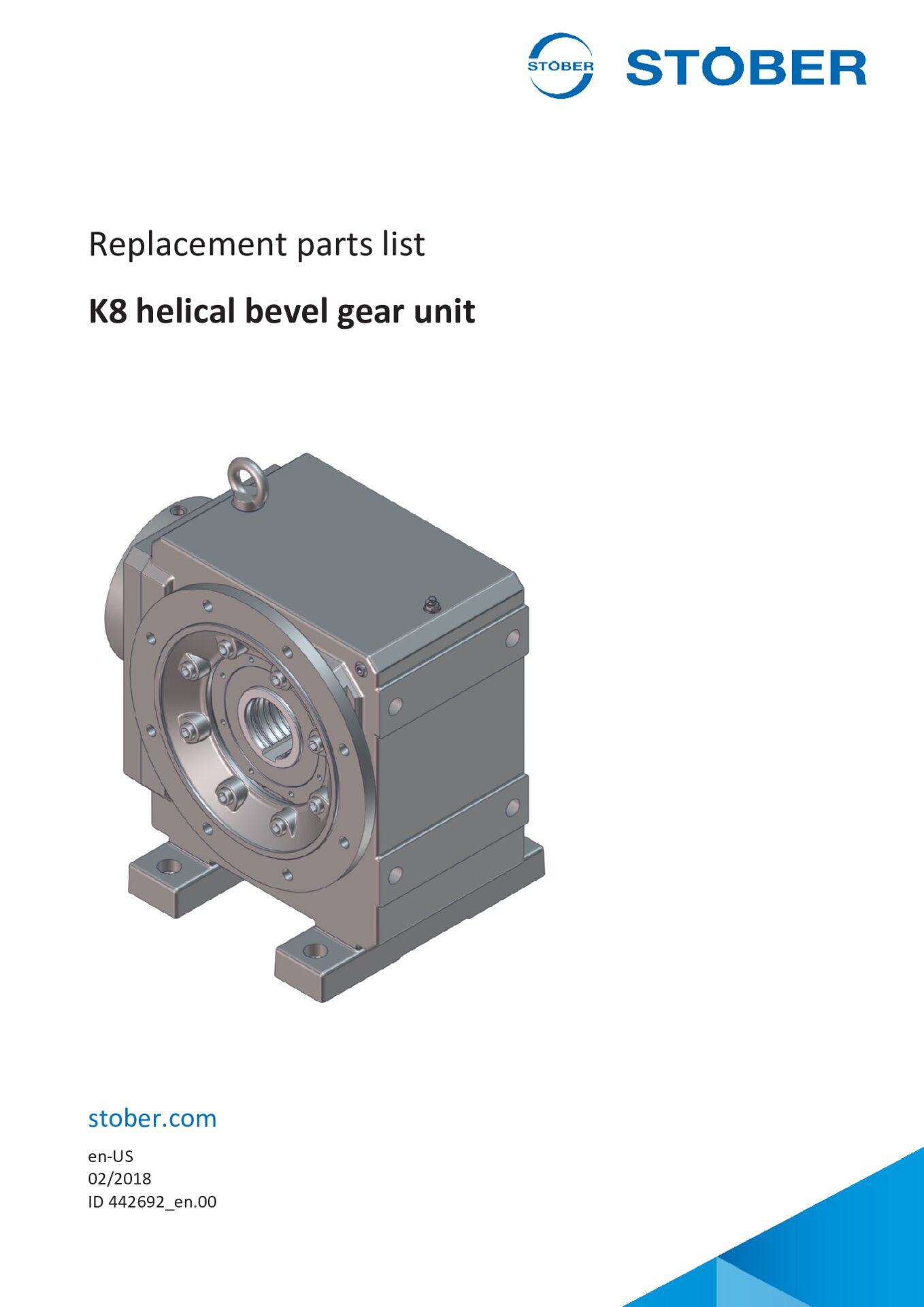 Replacement parts list K8 helical bevel gear unit