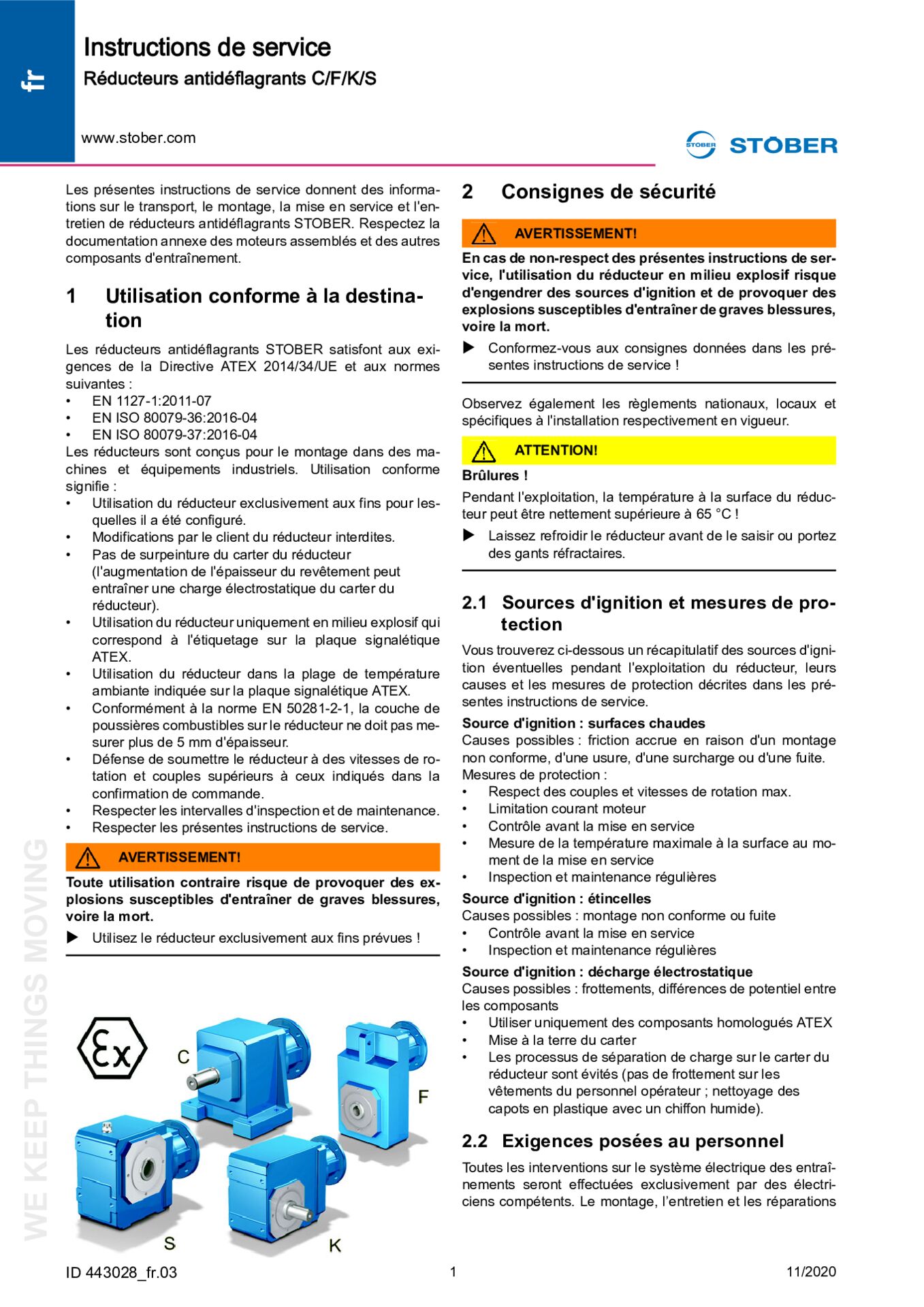 Instructions de service Réducteurs antidéflagrants (ATEX) C/F/K/S
