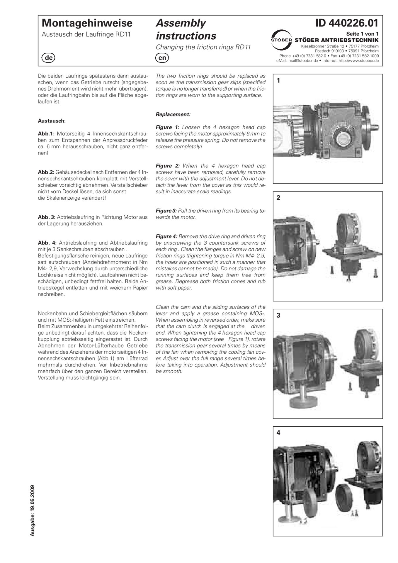 Montageanleitung Austausch der Laufringe RD11Assembly instructions Changing the friction rings RD11