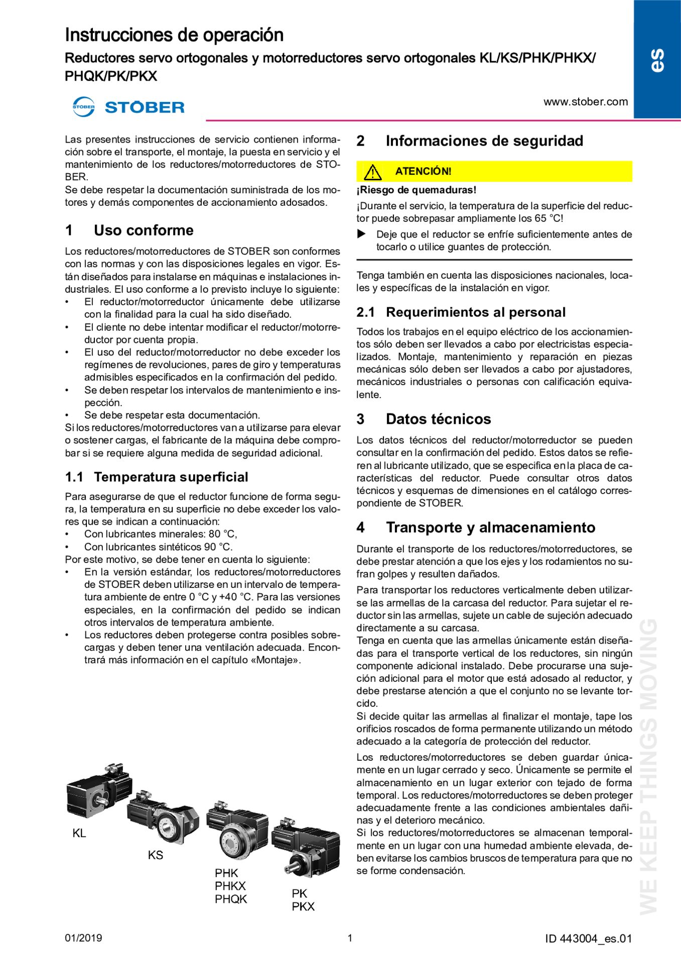 Istruzioni per l''uso Riduttori e motoriduttori planetari KL/KS/PHK/PHKX/ PHQK/PK/PKX (G2)
