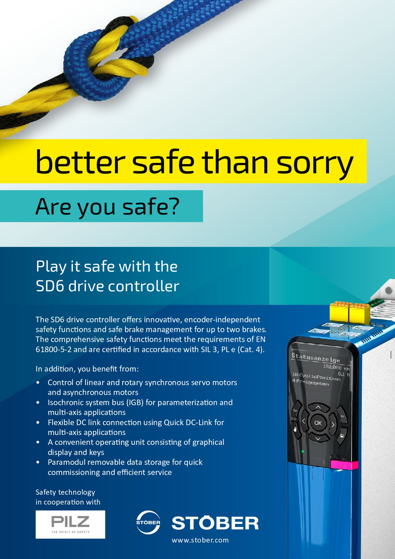 Drive controller from STOBER with safety technology