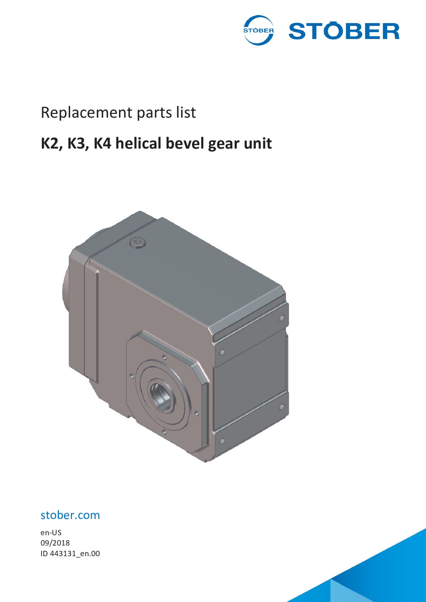 Replacement parts list K2 K3 K4 helical bevel gear unit