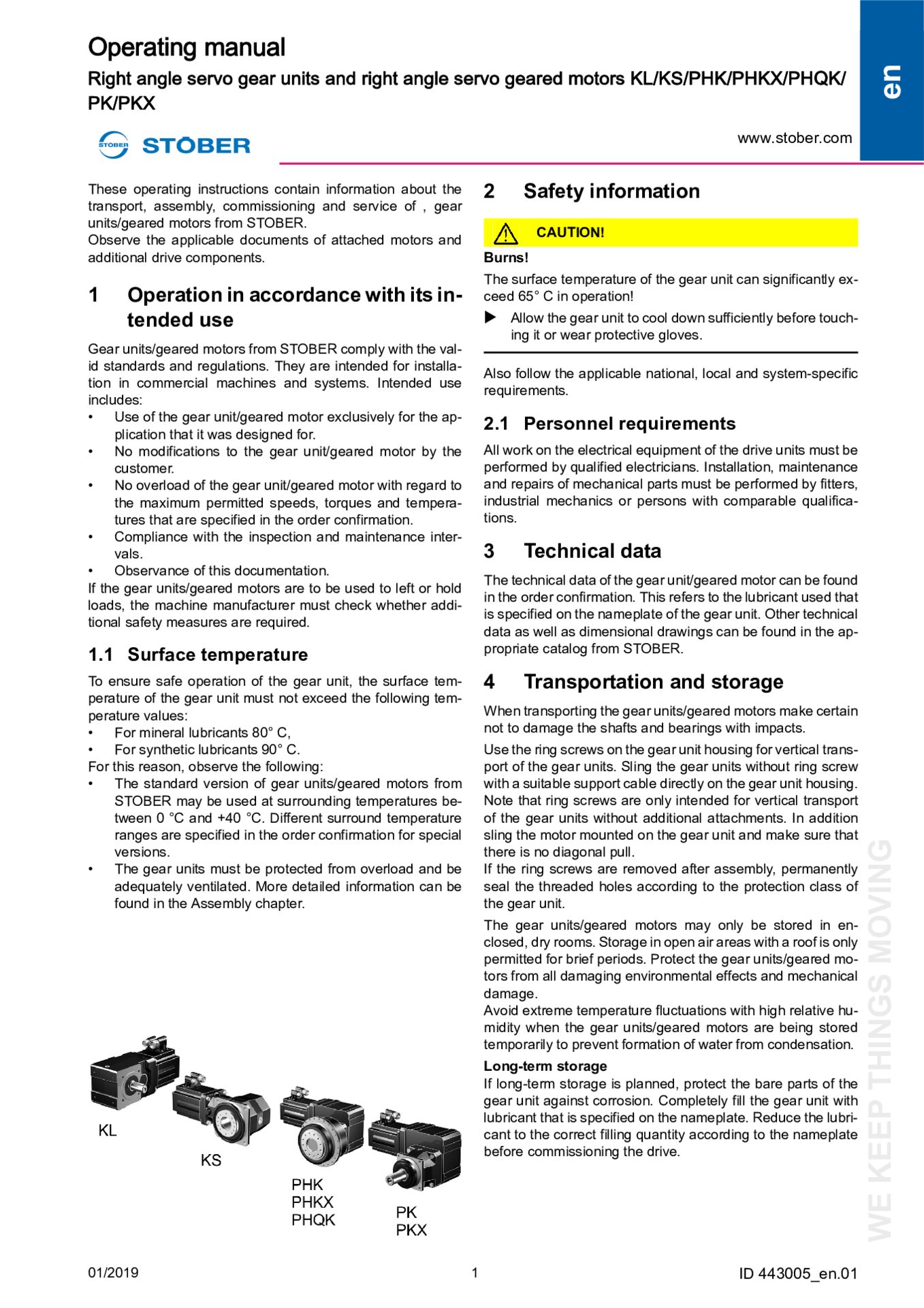 Istruzioni per l''uso Riduttori e motoriduttori planetari KL/KS/PHK/PHKX/ PHQK/PK/PKX (G2)
