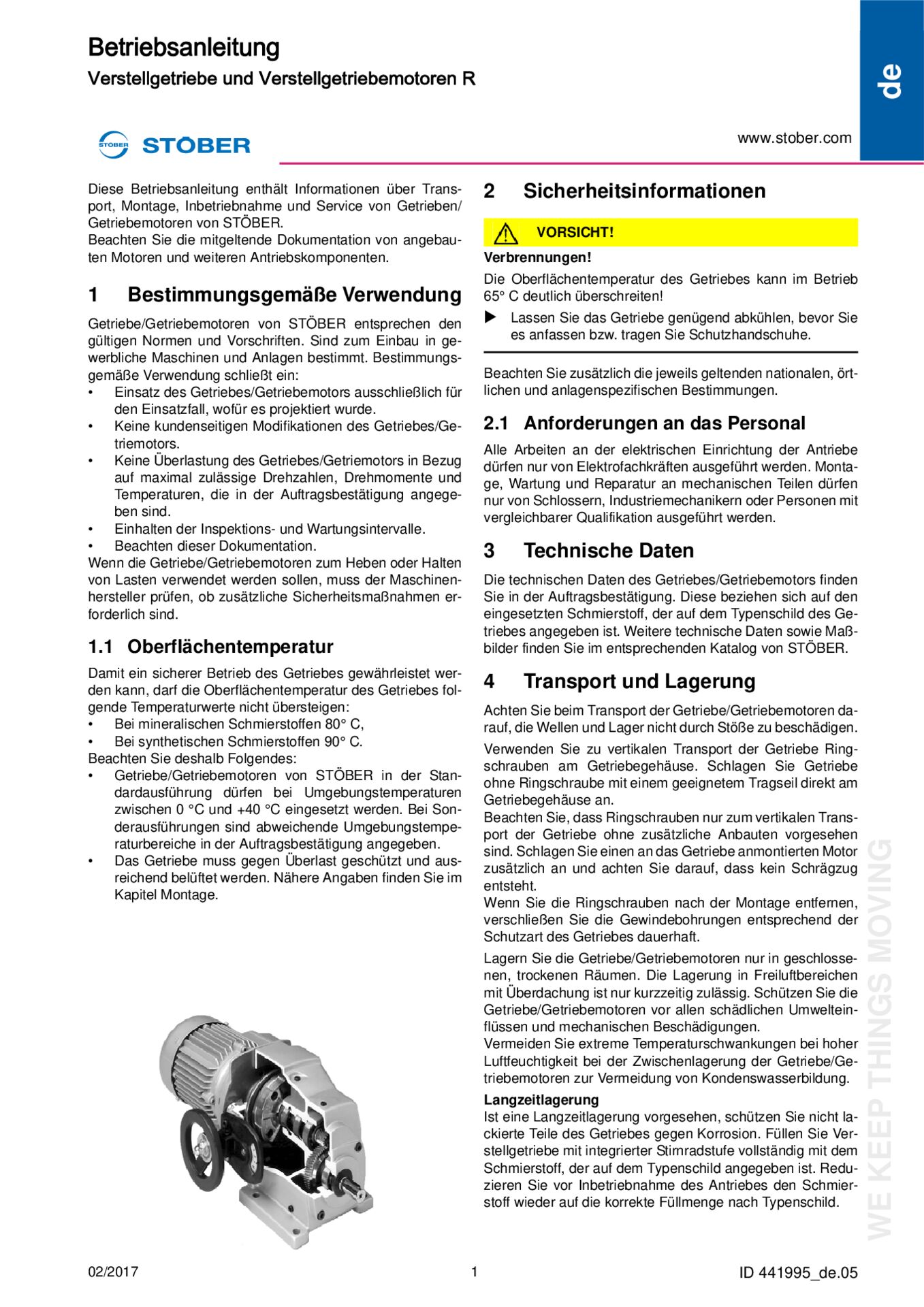 Instructions de service Variateurs et motovariateurs RBetriebsanleitung Verstellgetriebe und Verstellgetriebemotoren RIstruzioni per l''uso Riduttori e motoriduttori R