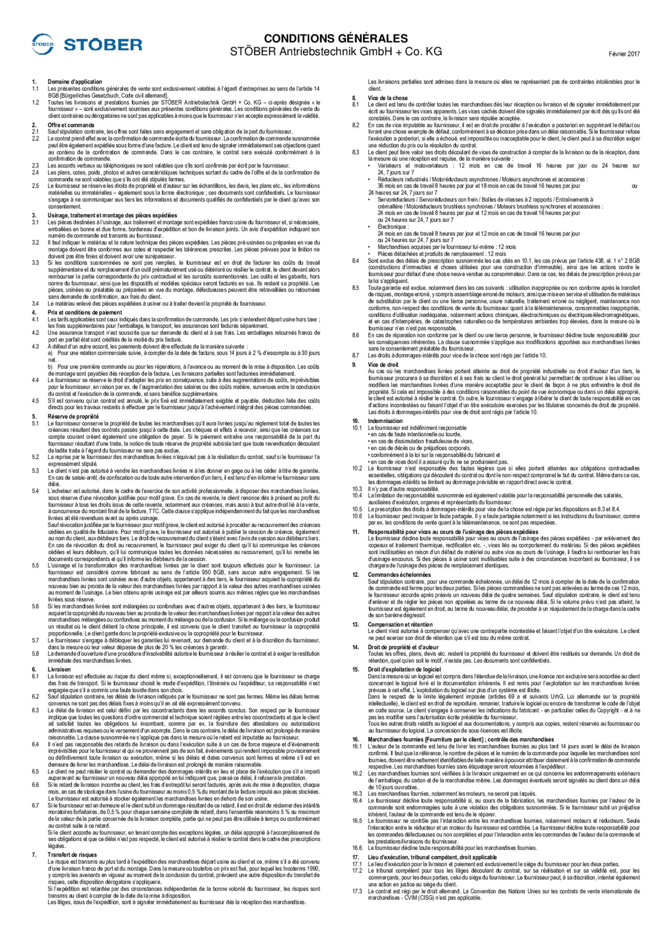 CONDITIONS GENERALES DE VENTE international