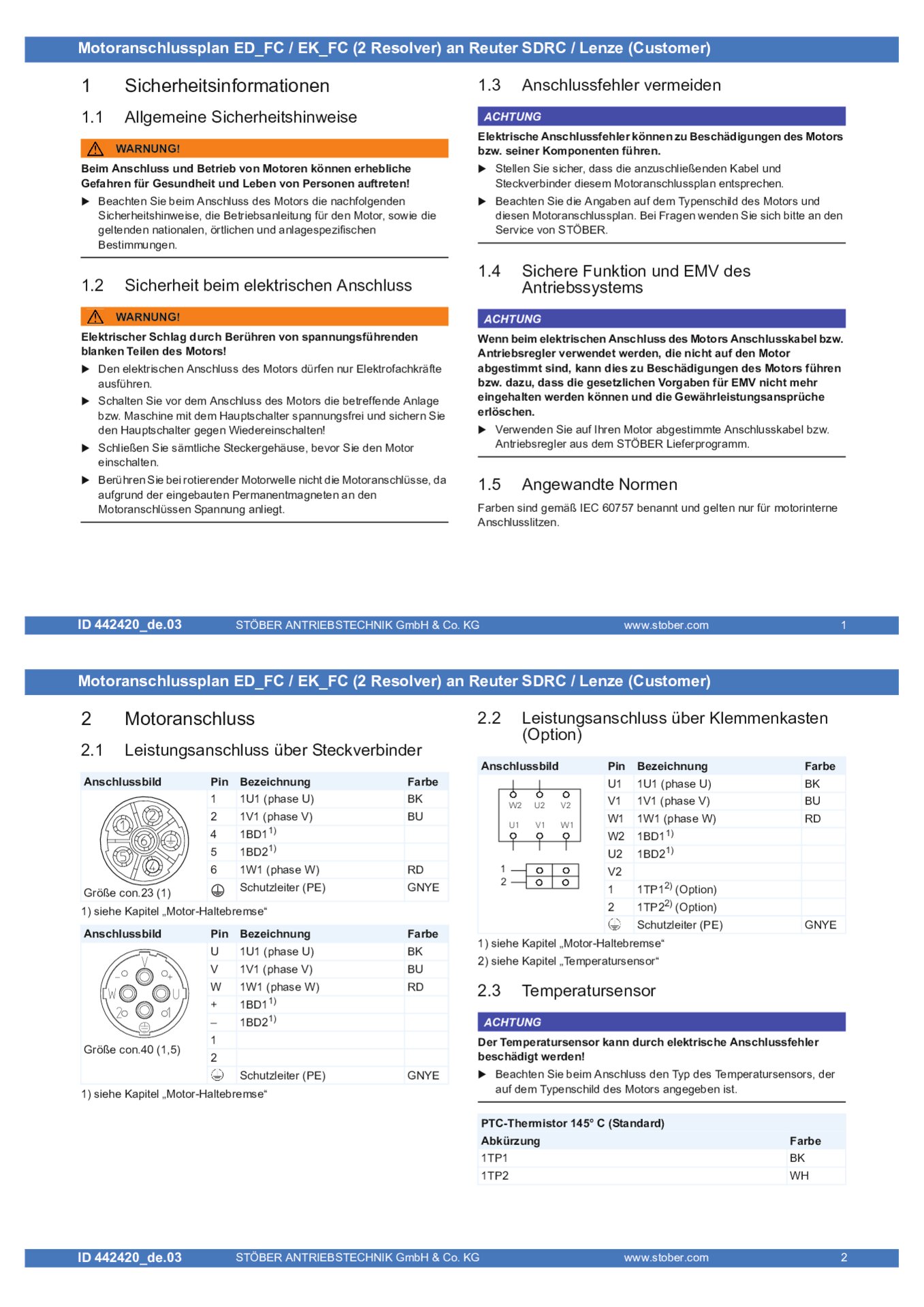 Anschlussplan ED_FC / EK_FC mit 2 Resolvern an Reuter SDRC / Lenze (Customer)