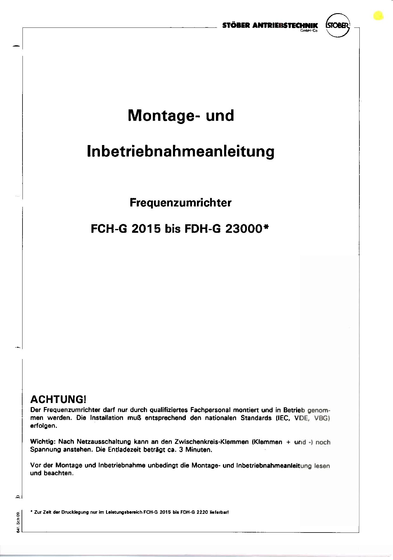 Montage- und Inbetriebnahmeanleitung FCH-G 2015 bis FDH-G 23000