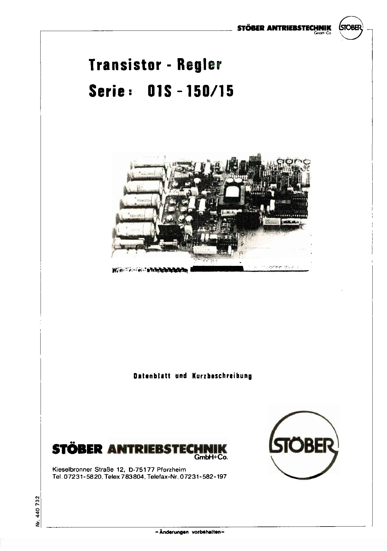 Dokumentation Transistor-Regler 01S – 150/15