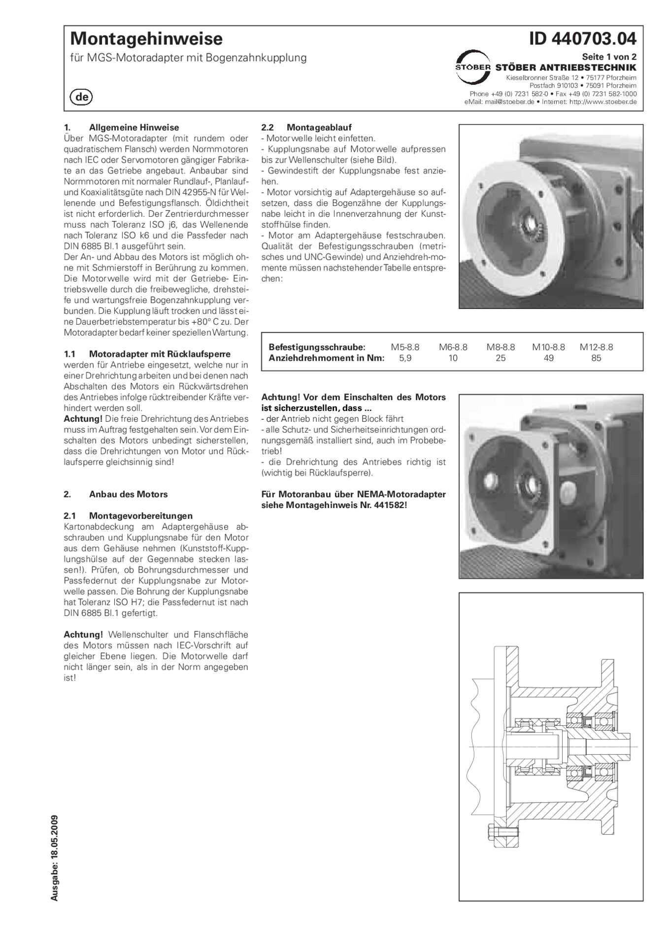 Assembly instructions MGS motor adapter with curved-toothed couplingMontageanleitung MGS-Motoradapter mit Bogenzahnkupplung