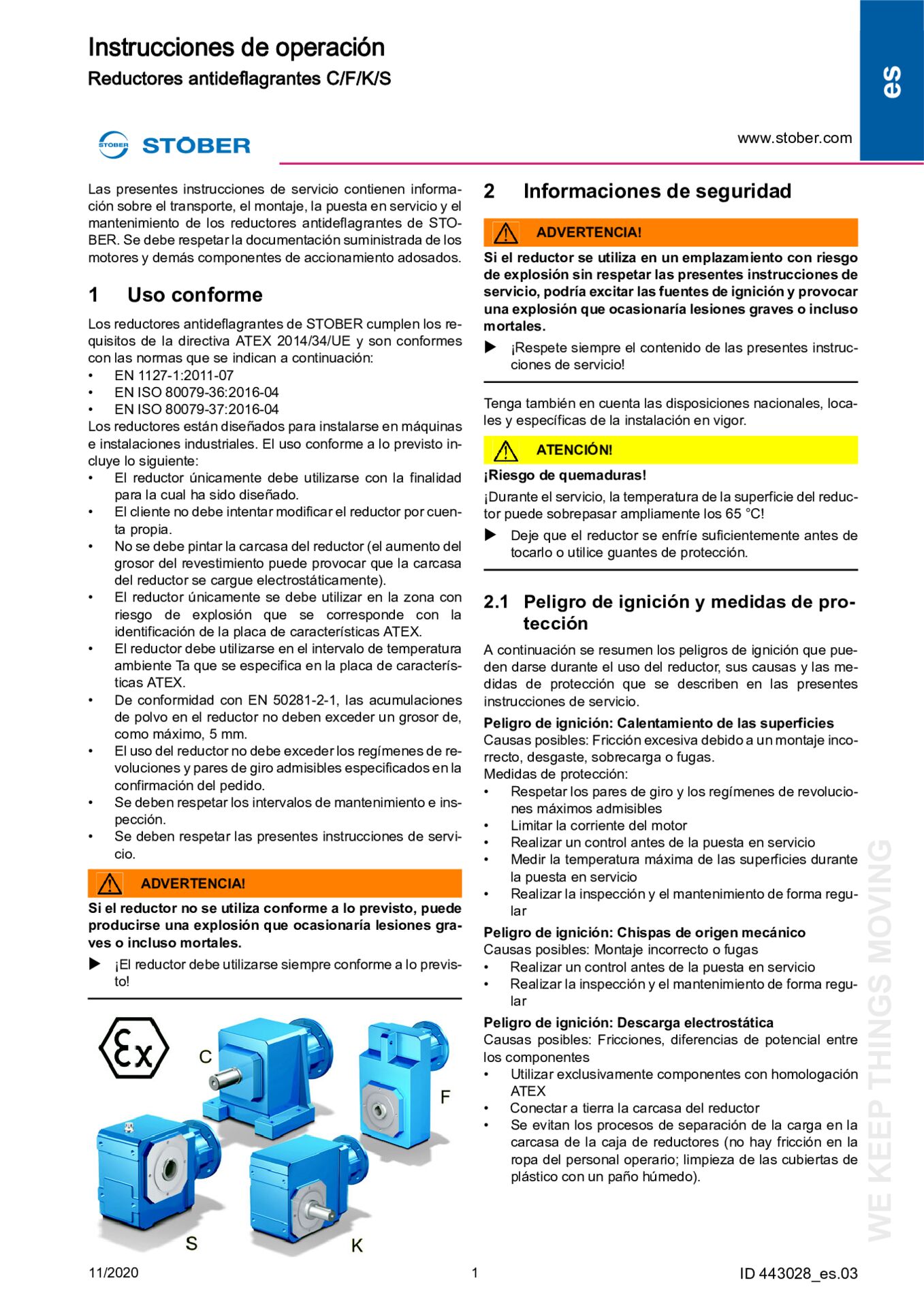 Instrucciones de operación Reductores antideflagrantes C/F/K/S