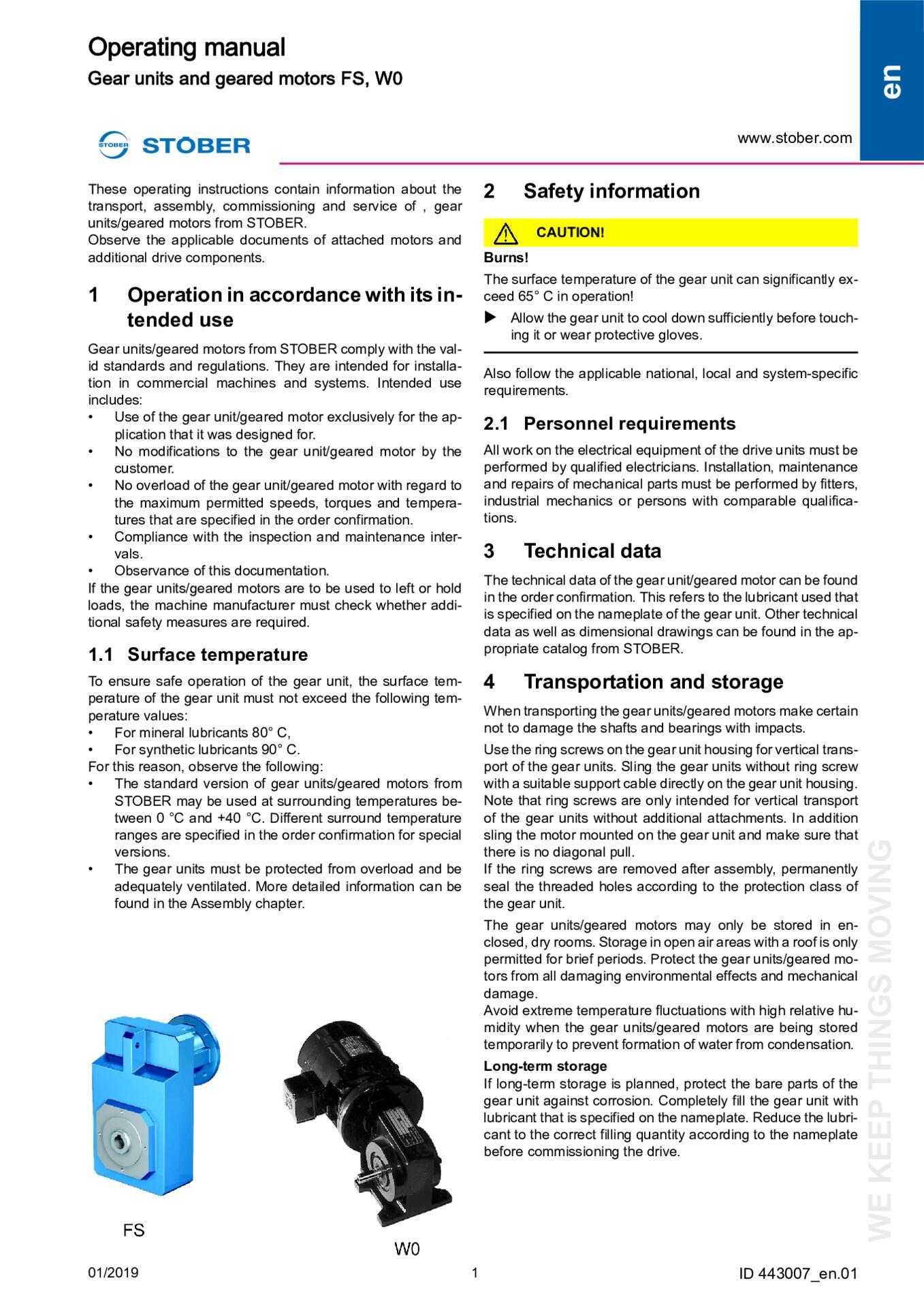 Instructions de service Réducteurs et motoréducteurs FS/W0