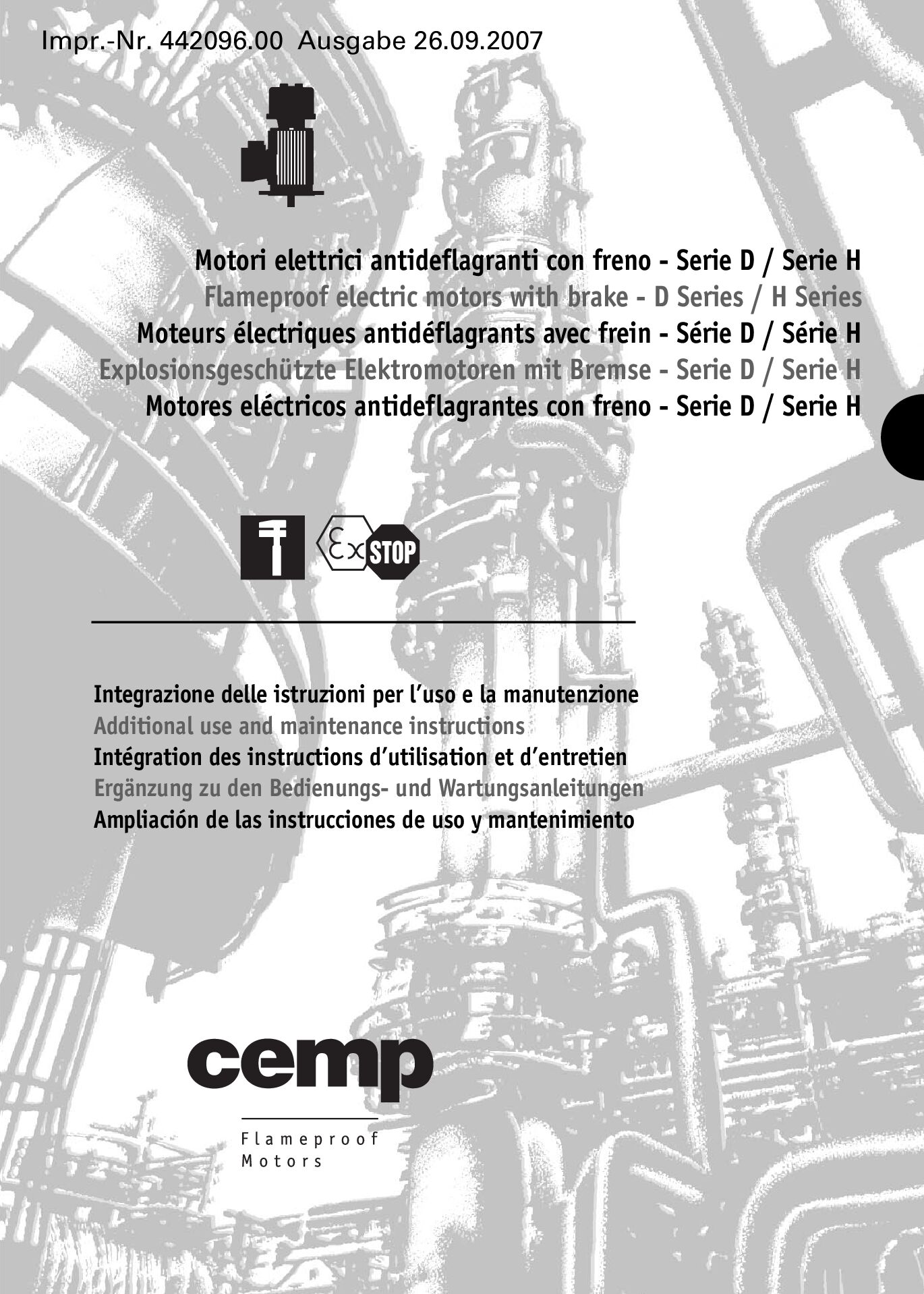 Istruzioni per l''uso complemento Motori elettrici con freno Ex (CEMP)