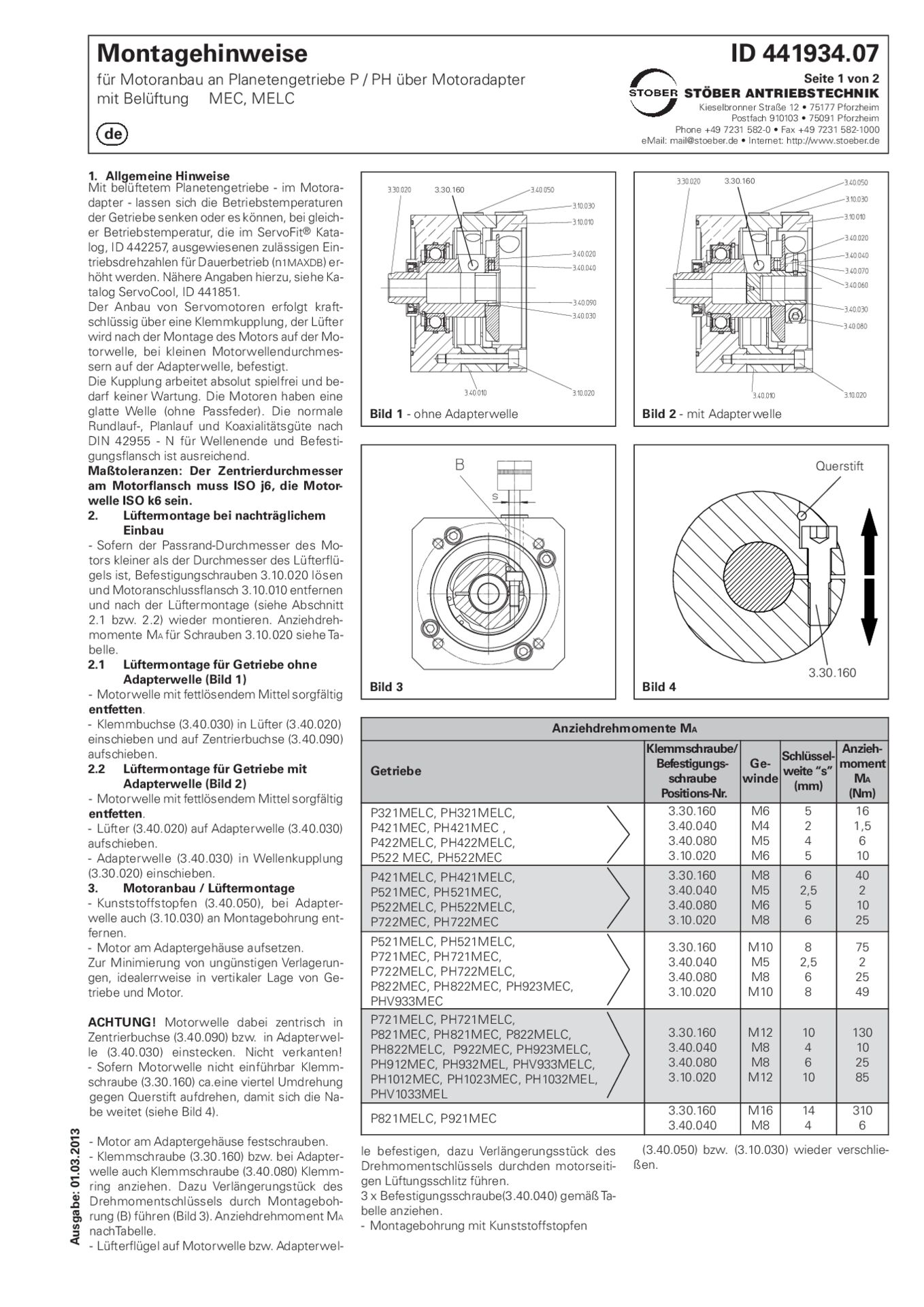 Montageanleitung Motoranbau an P _ PH über MEC MELCMounting instructions Motor attachment on P _ PH by MEC MELC