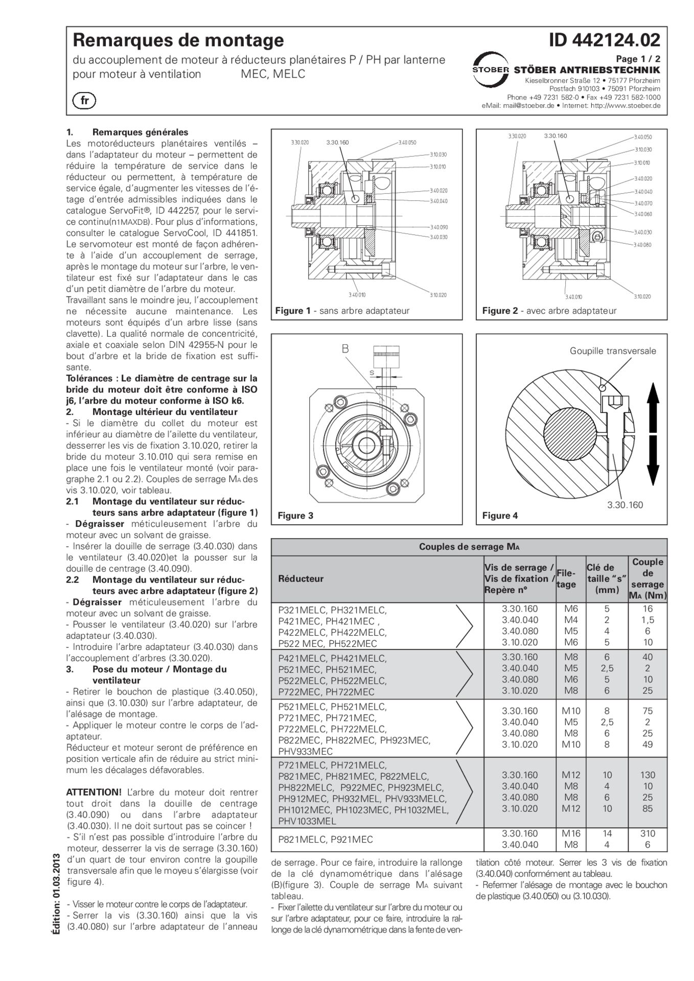 Instructions de montage Accouplement de moteur a P _ PH par MEC MELCIstruzioni del montaggio Annesso motore a P _ PH con MEC MELC