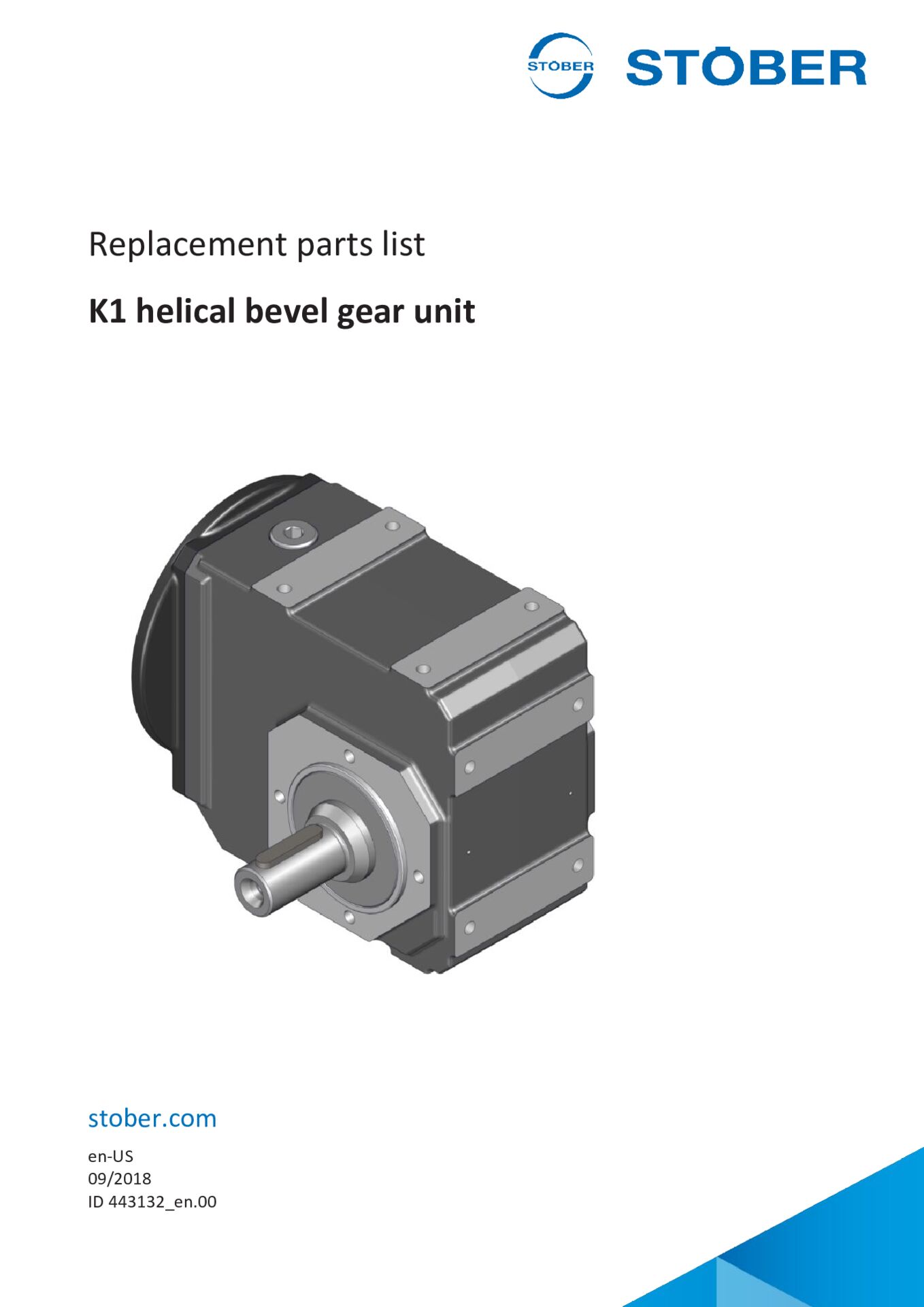 Replacement parts list K1 helical bevel gear unit