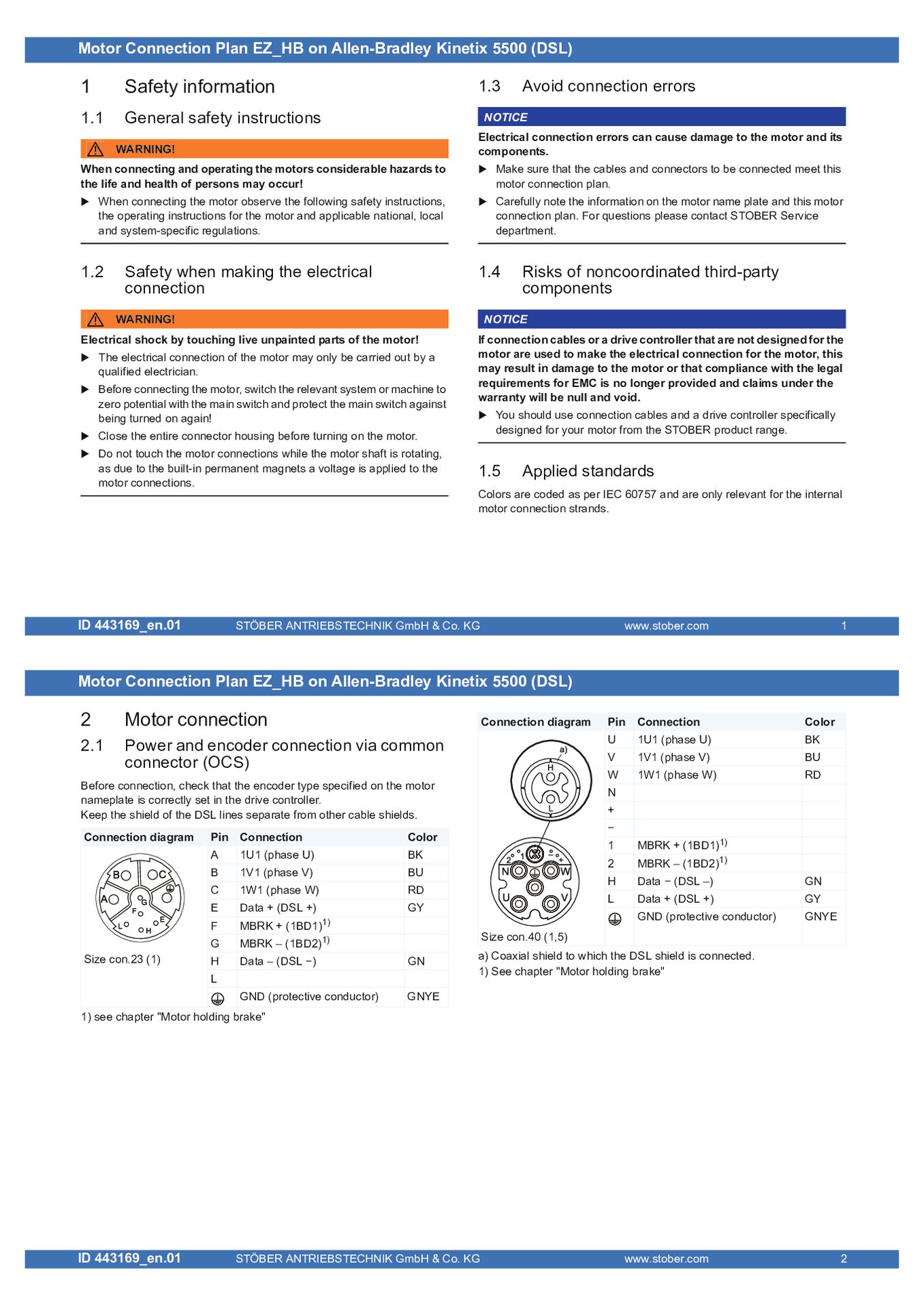 Connection plan EZ_HB on Allen-Bradley Kinetix 5500 DSL