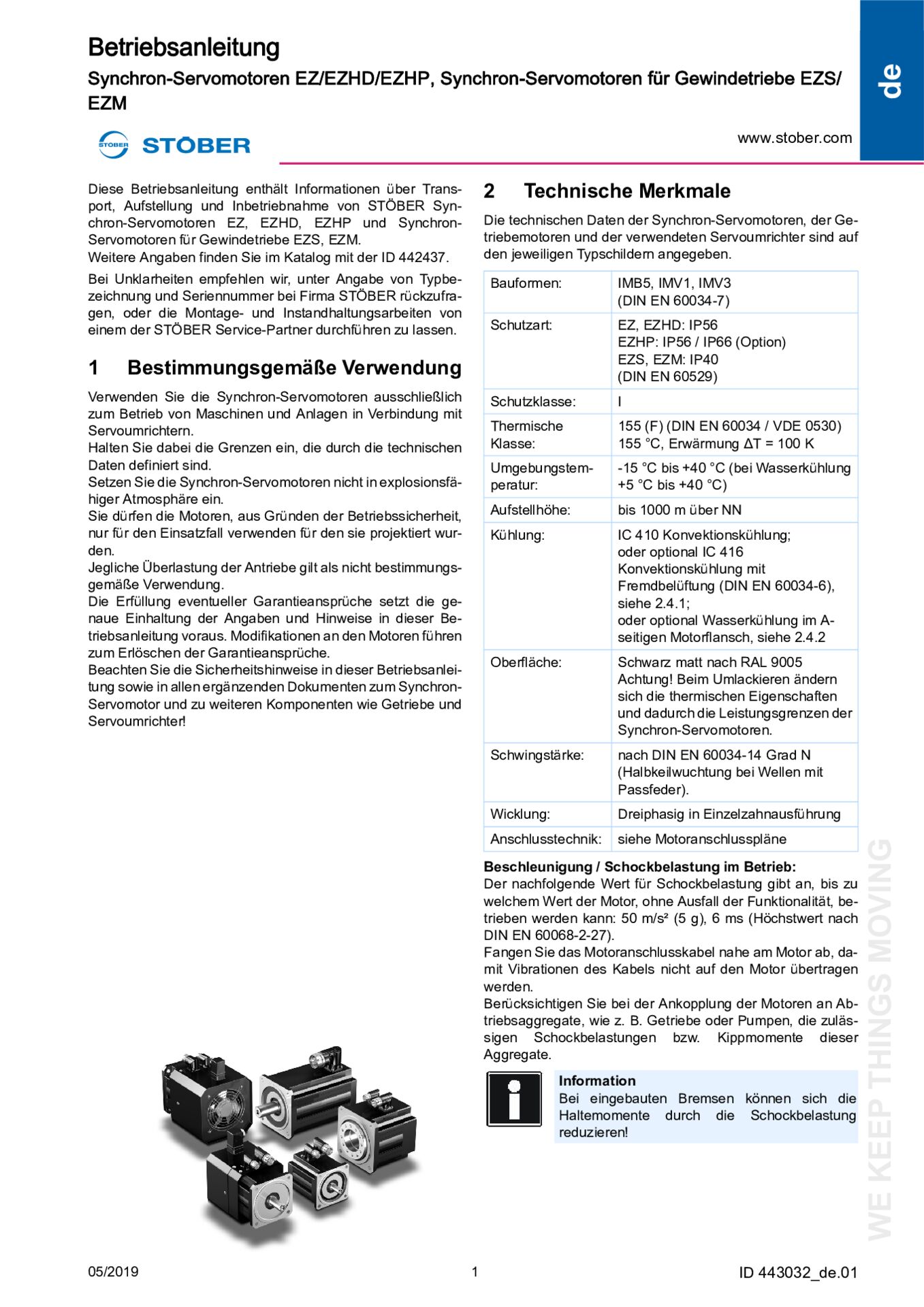 Betriebsanleitung Synchron-Servomotoren EZ EZHD EZHP EZS EZM
