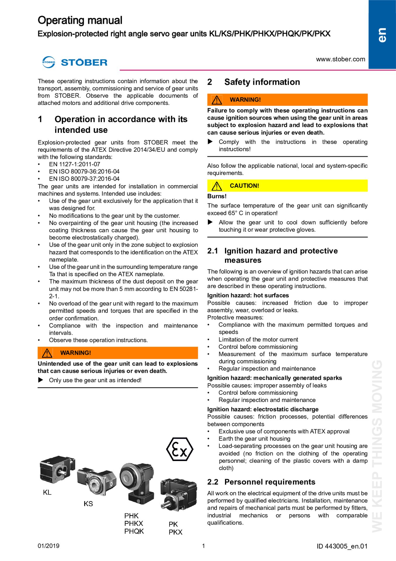 Instructions de service Servoréducteur à couple conique antidéflagrants KL/KS/PHK/PHKX/PHQK/PK/PKX