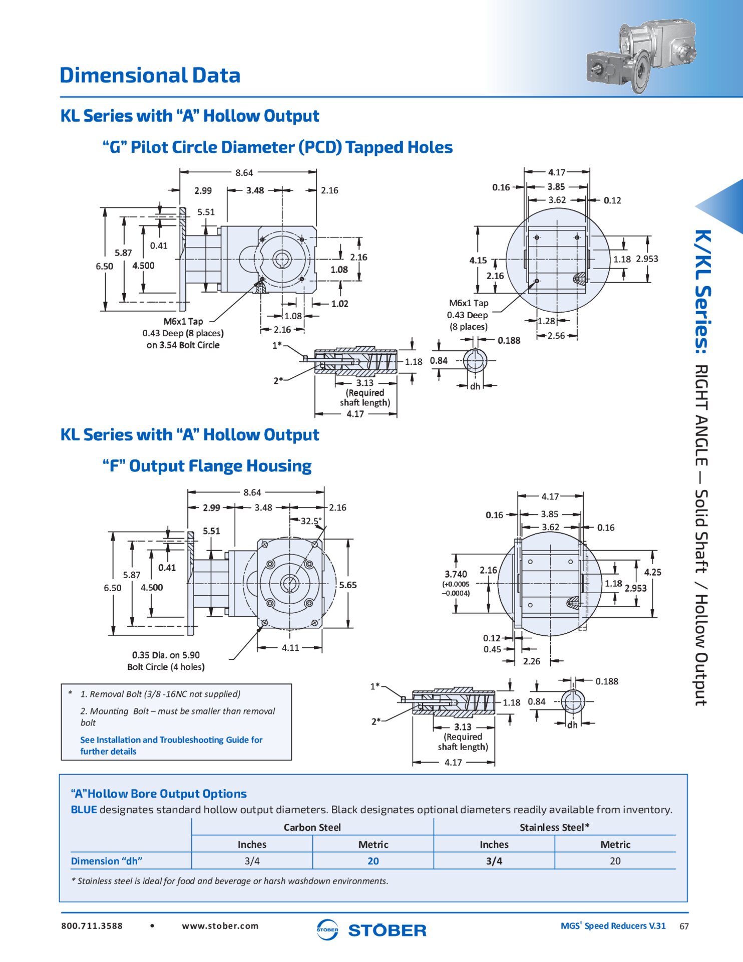 MGS Speed Reducers K Dimensions